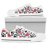 Women`s Low Top Shoes Dog Print White