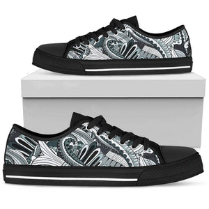 Funky Patterns in Blacks - Women's Low Top Shoes (Black)