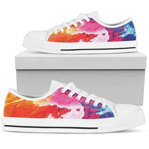 Abstract Oil Paintings P2 - Women's Low Top Shoes (White)