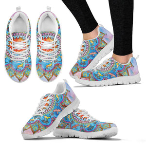 Lotus Mandala Handcrafted White Sole Sneakers