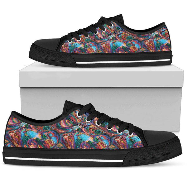 Abstract Oil Paintings P1 - Women's Low Top Shoes (Black)