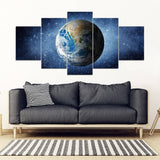 Earth Galaxy Universe Framed Canvas Wall Art - 5 Piece Framed Canvas