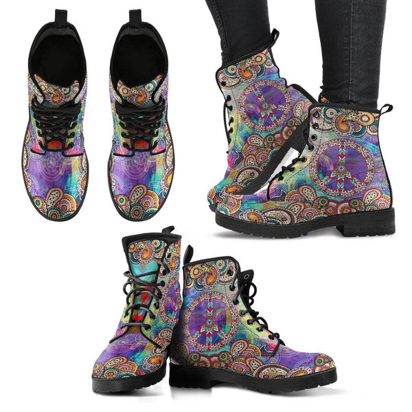 Watercolor Paisley Mandala Handcrafted Boots