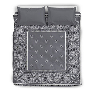 Wicked Gray Bandana Duvet Cover Set