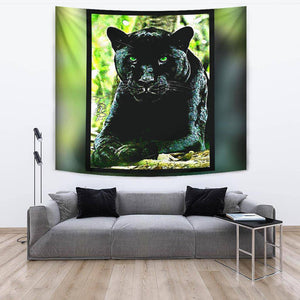 Big Cat Models: Green Eyed Black Panther Wall Tapestry