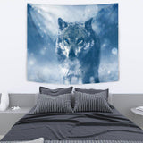 Blue Eyed Wolf Tapestry