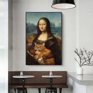 Mona Lisa  Portrait with Animal Art Canvas