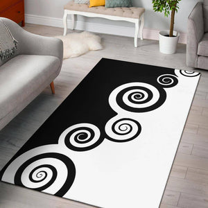 black & white spiral rug