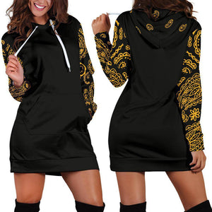 Black Gold Bandana Hoodie Dress