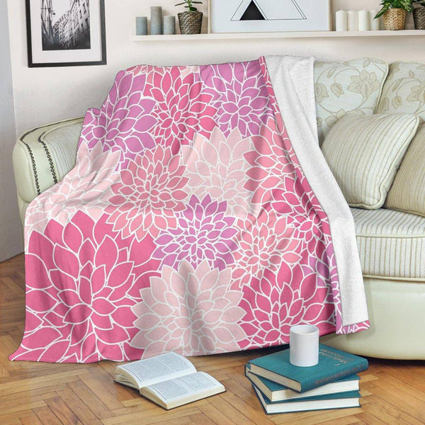 Chrysanthemum Pink Throw Blanket