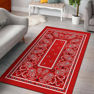 Western Red Bandana Area Rug - Fancy