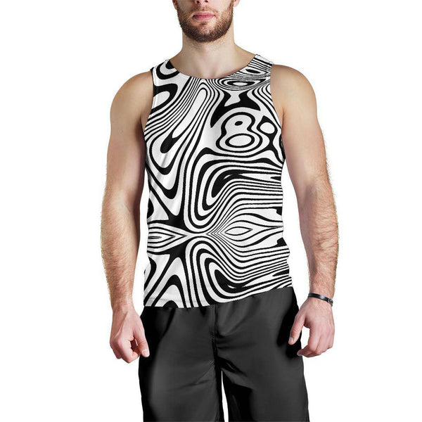 Men's Warped Lines All Over Print Tank Top