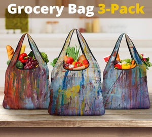 Drizzled Grocery Bag 3-Pack from Expressionistic Fine Art Painting
