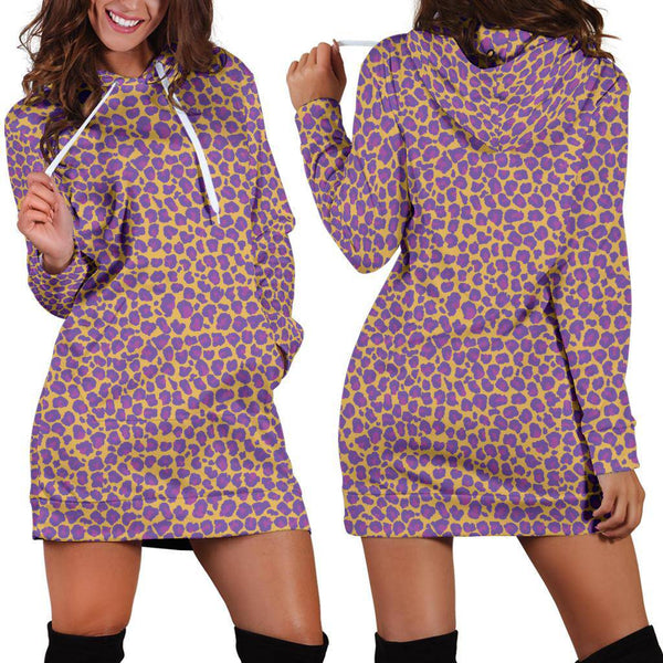 Women`s Hoodie Dress Leopard Spots | Premium Ladies Hoodie Dress