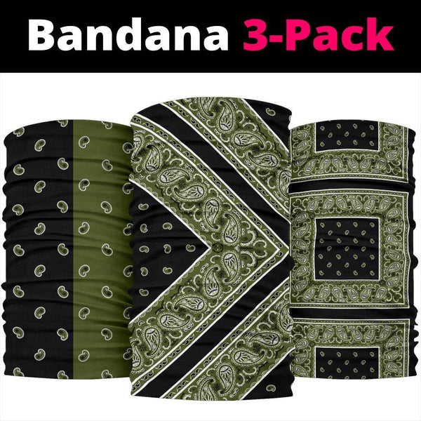 Army and Black Bandana Headbands 3 Pack