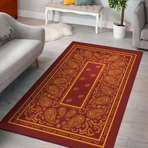 Red and Gold Bandana Area Rugs - Fitted