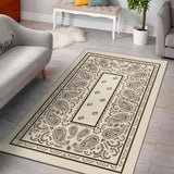 Cream and Brown Bandana Area Rugs - Fitted