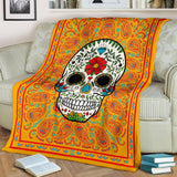 Ultra Plush Pumpkin Sugar Skull Blanket