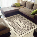 Cream and Brown Bandana Area Rugs - Fitted