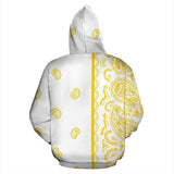 Asymmetrical White and Gold Bandana Pullover Hoodie