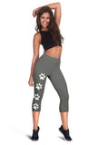 Dark Heather Paw Prints Capris