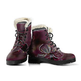 Floral Embosses: Pictorial Cherry Blossoms 01-04 Faux Fur Leather Boots