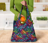 Boho Feather Reusable Grocery Bags Set