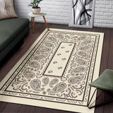 Cream and Brown Bandana Area Rugs - Fitted