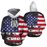 American Flag and Tags Zip-Up Hoodie