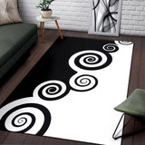 black & white spiral rug