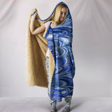 Blue Marble Design Hooded Blanket