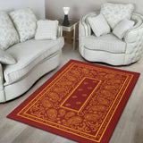 Red and Gold Bandana Area Rugs - Fitted