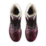 Floral Embosses: Pictorial Cherry Blossoms 01-04 Faux Fur Leather Boots