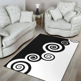 black & white spiral rug