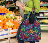 Boho Feather Reusable Grocery Bags Set