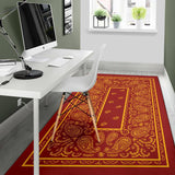 Red and Gold Bandana Area Rugs - Fitted