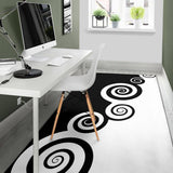 black & white spiral rug