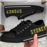 Airport Destinations SYDNEY to LONDON (Black) - Low Top Canvas Shoes