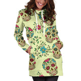 Green Sugar Skull Women's Hoodie Dress