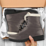 Brown Granite - Faux Fur Leather Boots