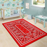 Western Red Bandana Area Rug - Fancy