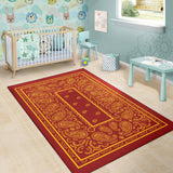 Red and Gold Bandana Area Rugs - Fitted