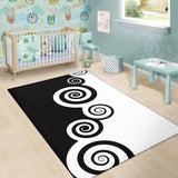 black & white spiral rug