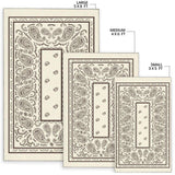 Cream and Brown Bandana Area Rugs - Fitted