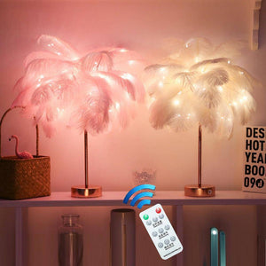 Remote Control Feather Table Lamp