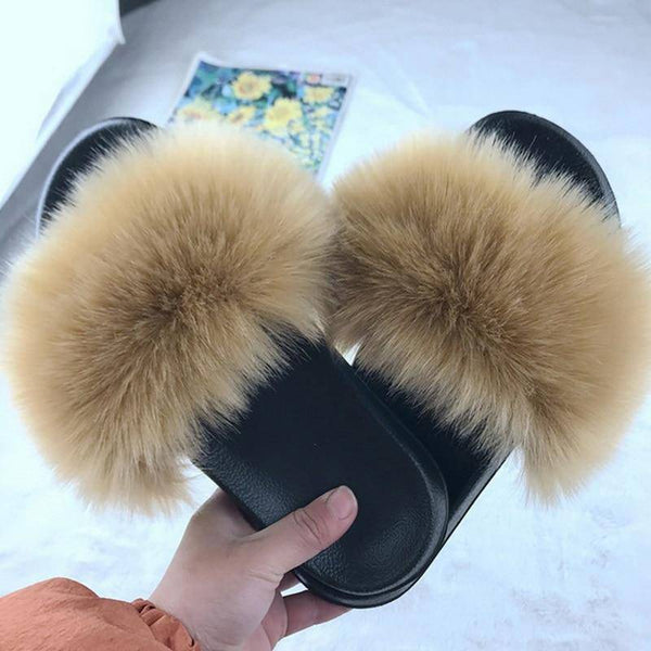 Luxury Fluffy Fur Slippers for Ladies